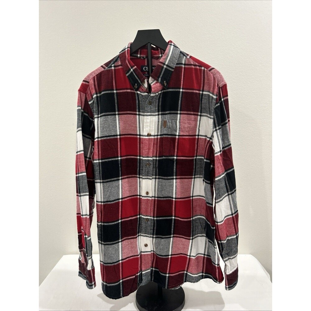 Chaps Performance Plaid Flannel Shirt Mens X-Large Tall Button Down Long Sleeves